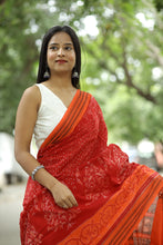 Load image into Gallery viewer, Mercerized Cotton Sambalpuri Saree Gaja Bandha Red & Orange - Pasapali