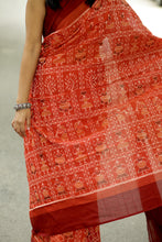 Load image into Gallery viewer, Agni Tribal - Mercerized Cotton Sambalpuri Saree with Tribal Motifs & Maroon Border