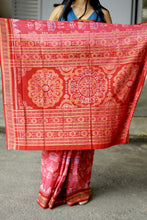 Load image into Gallery viewer, Grama Rekha - Mercerized Cotton Sambalpuri Saree with Tribal Hut Motif & Rudraksha Border