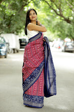 Load image into Gallery viewer, Leher - Mercerized Cotton Sambalpuri Saree with Lehri Wave & Bird Motifs