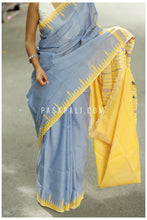 Load image into Gallery viewer, Neelprabha - Pastel Blue Cotton Phoda Kumbha Sambalpuri Saree with Temple and Fish Motifs – Pasapali