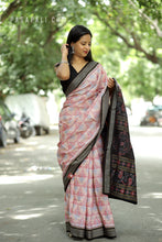 Load image into Gallery viewer, Baang - Mercerized Cotton Sambalpuri Saree with Baang Bird Motif & Rudraksha Border