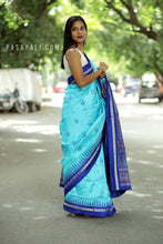 Load image into Gallery viewer, Mulberry Silk Sambalpuri Saree | Ratha Chakra Sky Blue - Pasapali