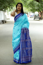 Load image into Gallery viewer, Mulberry Silk Sambalpuri Saree | Ratha Chakra Sky Blue - Pasapali