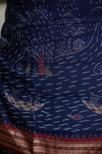 Load image into Gallery viewer, Gramya Drishya - Parvat-Sarita Kahaani - Sambalpuri Saree with Village Landscape Ikat Motifs