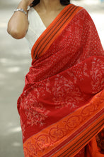 Load image into Gallery viewer, Mercerized Cotton Sambalpuri Saree Gaja Bandha Red & Orange - Pasapali