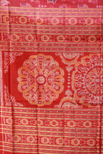 Load image into Gallery viewer, Grama Rekha - Mercerized Cotton Sambalpuri Saree with Tribal Hut Motif & Rudraksha Border
