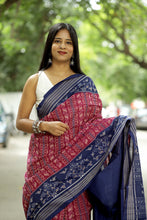 Load image into Gallery viewer, Leher - Mercerized Cotton Sambalpuri Saree with Lehri Wave & Bird Motifs