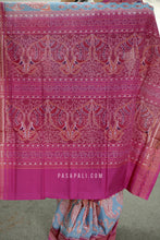 Load image into Gallery viewer, NeelPriya - Light Sky Blue Mercerized Cotton Sambalpuri Saree with Fish & Shankh Motifs