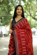 Load image into Gallery viewer, Rudrarekha - Dark Red Cotton Sambalpuri Saree with Tribal and Multicolor Bandha Motifs