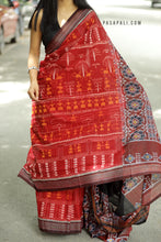 Load image into Gallery viewer, Rudrarekha - Dark Red Cotton Sambalpuri Saree with Tribal and Multicolor Bandha Motifs