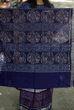 Load image into Gallery viewer, Neel Matsya - Sambalpuri Saree with Silver Fish & Floral Motifs