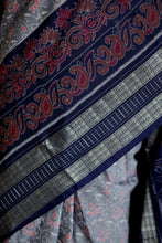 Load image into Gallery viewer, Neel Matsya - Sambalpuri Saree with Silver Fish & Floral Motifs