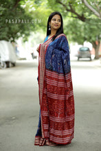 Load image into Gallery viewer, Gramya Drishya - Parvat-Sarita Kahaani - Sambalpuri Saree with Village Landscape Ikat Motifs