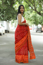 Load image into Gallery viewer, Mercerized Cotton Sambalpuri Saree Gaja Bandha Red & Orange - Pasapali