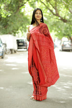 Load image into Gallery viewer, Orange & Maroon Sambalpuri Cotton Saree | Circular Flower Ikat – Pasapali