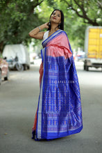Load image into Gallery viewer, Mulberry Silk Sambalpuri Saree | Nritya Kanya Pink & Blue - Pasapali