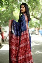 Load image into Gallery viewer, Gramya Drishya - Parvat-Sarita Kahaani - Sambalpuri Saree with Village Landscape Ikat Motifs