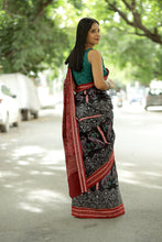 Load image into Gallery viewer, Black Sambalpuri Cotton Saree | Mayur Pasapali Ikat – Pasapali
