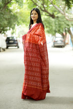Load image into Gallery viewer, Agni Tribal - Mercerized Cotton Sambalpuri Saree with Tribal Motifs & Maroon Border
