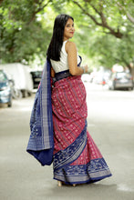 Load image into Gallery viewer, Leher - Mercerized Cotton Sambalpuri Saree with Lehri Wave & Bird Motifs