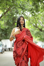 Load image into Gallery viewer, Orange & Maroon Sambalpuri Cotton Saree | Circular Flower Ikat – Pasapali