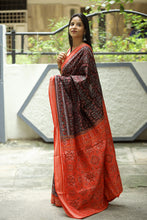 Load image into Gallery viewer, Hansa Lata - Mercerized Cotton Sambalpuri Saree with Floral Vine & Hansa Motifs