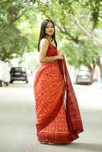 Load image into Gallery viewer, Agni Tribal - Mercerized Cotton Sambalpuri Saree with Tribal Motifs & Maroon Border
