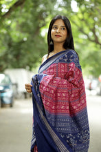 Load image into Gallery viewer, Leher - Mercerized Cotton Sambalpuri Saree with Lehri Wave & Bird Motifs