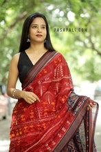 Load image into Gallery viewer, Rudrarekha - Dark Red Cotton Sambalpuri Saree with Tribal and Multicolor Bandha Motifs