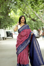 Load image into Gallery viewer, Leher - Mercerized Cotton Sambalpuri Saree with Lehri Wave & Bird Motifs