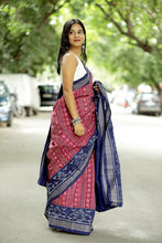 Load image into Gallery viewer, Leher - Mercerized Cotton Sambalpuri Saree with Lehri Wave & Bird Motifs