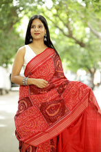 Load image into Gallery viewer, Orange & Maroon Sambalpuri Cotton Saree | Circular Flower Ikat – Pasapali