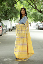 Load image into Gallery viewer, Neelprabha - Pastel Blue Cotton Phoda Kumbha Sambalpuri Saree with Temple and Fish Motifs – Pasapali