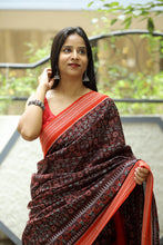 Load image into Gallery viewer, Hansa Lata - Mercerized Cotton Sambalpuri Saree with Floral Vine & Hansa Motifs