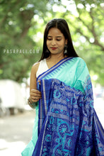 Load image into Gallery viewer, Mulberry Silk Sambalpuri Saree | Sea Green Fish Motif - Pasapali