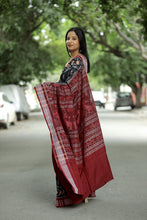 Load image into Gallery viewer, Mercerized Cotton Sambalpuri Saree | Black Mayura Pankh - Pasapali