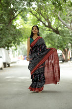 Load image into Gallery viewer, Black Sambalpuri Cotton Saree | Mayur Pasapali Ikat – Pasapali