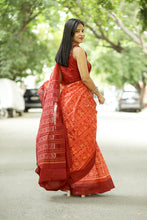 Load image into Gallery viewer, Agni Tribal - Mercerized Cotton Sambalpuri Saree with Tribal Motifs & Maroon Border