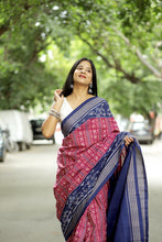 Load image into Gallery viewer, Leher - Mercerized Cotton Sambalpuri Saree with Lehri Wave & Bird Motifs