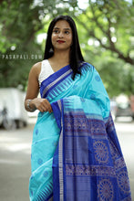 Load image into Gallery viewer, Mulberry Silk Sambalpuri Saree | Ratha Chakra Sky Blue - Pasapali