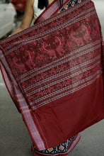 Load image into Gallery viewer, Mercerized Cotton Sambalpuri Saree | Black Mayura Pankh - Pasapali