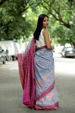 Load image into Gallery viewer, NeelPriya - Light Sky Blue Mercerized Cotton Sambalpuri Saree with Fish & Shankh Motifs