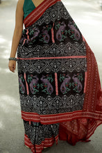 Load image into Gallery viewer, Black Sambalpuri Cotton Saree | Mayur Pasapali Ikat – Pasapali