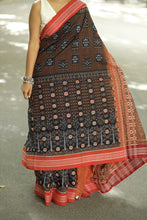 Load image into Gallery viewer, Black Sambalpuri Cotton Saree | Double Ikat Rudraksha Border – Pasapali