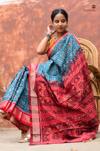 Load image into Gallery viewer, Phuljaal GI certified Sambalpuri saree — handloom drape view with jhoti pallu, Pasapali