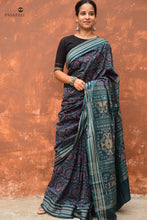 Load image into Gallery viewer, Pushpanjali Sambalpuri cotton saree — mercerized cotton texture detail, Bhulia weave, Pasapali