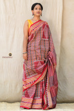 Load image into Gallery viewer, Rekha Sambalpuri cotton saree handloom drape — purple and blue Bandha weave by Bhulia weavers Odisha | Pasapali