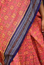 Load image into Gallery viewer, Sharmila Sambalpuri Bandha saree folded flat — pink and blue ikat saree Odisha by Pasapali, Bhulia weavers