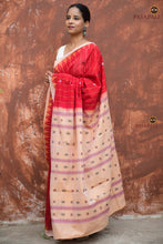 Load image into Gallery viewer, Sharvari body weave detail — stripe and fish buta pattern, Bandha double ikat, mercerized cotton